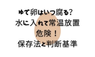 「ゆで卵はいつ腐る？水に入れて常温放置は危険！保存法と判断基準を徹底解説」