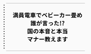 「満員電車でベビーカー畳めって誰が言った!?」国の本音と本当のマナー教えます
