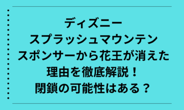 ディズニースプラッシュマウンテンのスポンサーから花王が消えた理由を徹底解説！閉鎖の可能性はある？