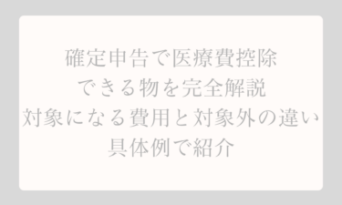確定申告で医療費控除ができる物を完全解説 ！対象になる費用と対象外の違いを具体例で紹介
